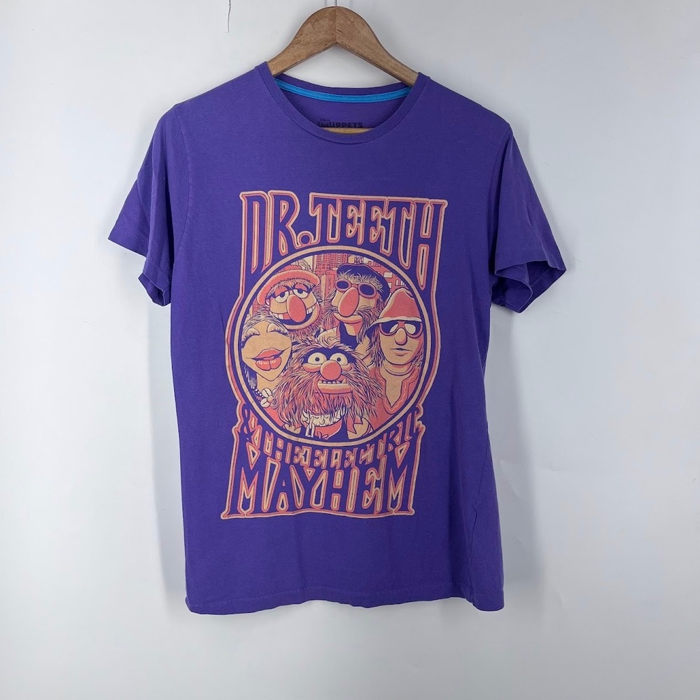 Disney Muppets Dr Teeth and the Electric Mayhem Purple Graphic Tee Mens Medium